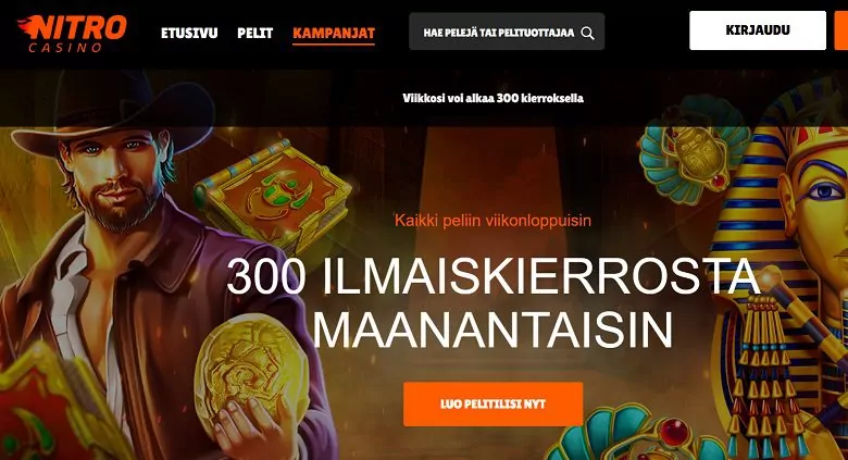 NitroCasino – 300 ilmaiskierrosta maanantaisin