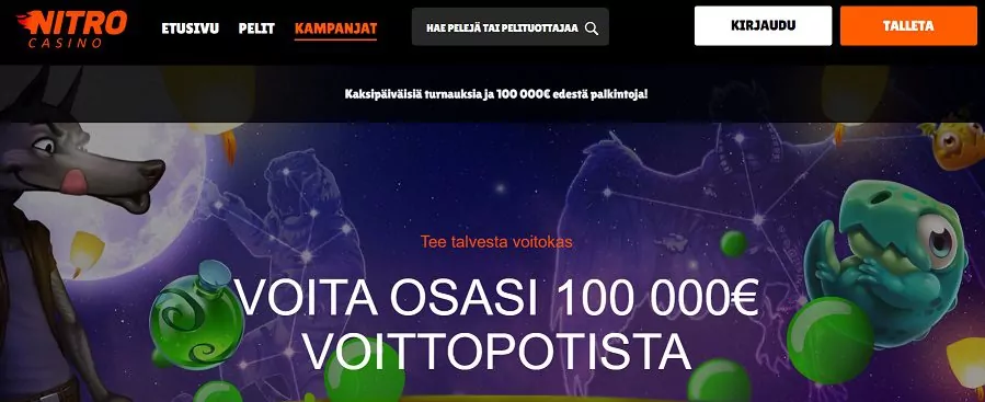 NitroCasino – Voita osasi 100 000 euron voittopotista!