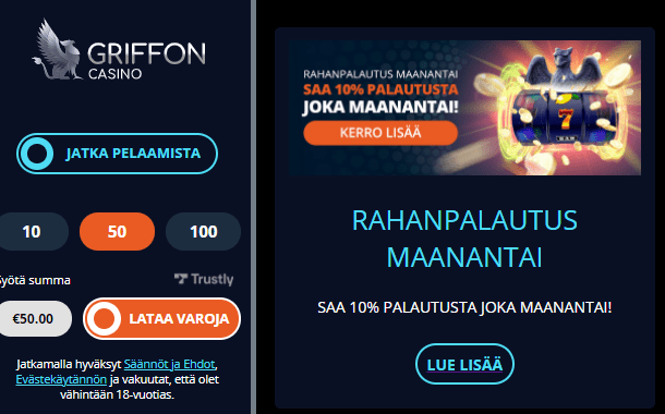 Griffon Casino – Rahanpalautus maanantai